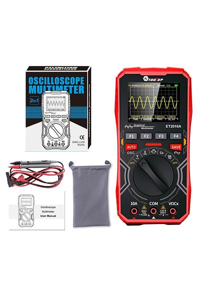 TOOLTOP ET2010A Red TOOLTOP ET2010A 2 IN 1 Digital Oscilloscope Multimeter 2.5Msps 1MHz Portable Multimeter