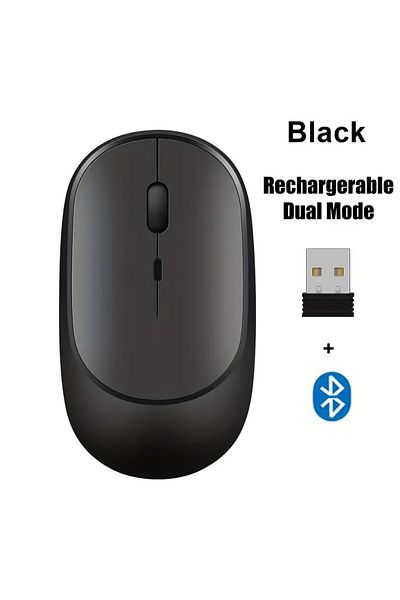 congdi Black-A Wireless Mouse Rechargeable Mouse Dual Modes Bluetooth-compatible 2.4G USB Mute Mice For Com
