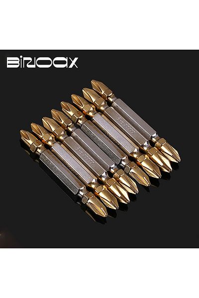 Choice 2Pcs 65mm PH2 Magnetic Cross Double Head Screwdriver Bits Titanium Coated Electric Hex Shank Magneti