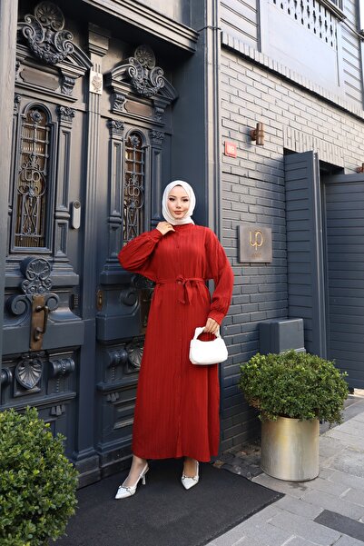 modessia ΓΥΝΑΙΚΕΙΟ Κρεμίτι Μακρύ Χιτζάμπ Φόρεμα με Ζώνη Lara