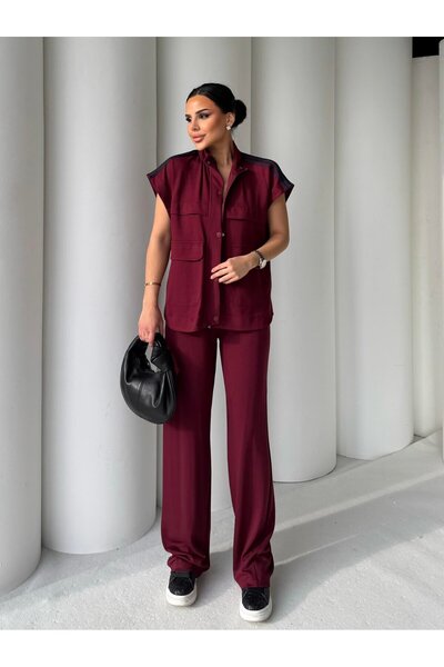 QİMYA BUTİK Egzoti̇k Asorti̇k Women's Stripe Detailed Sleeveless Oversize Sweat - Trousers Modal Set