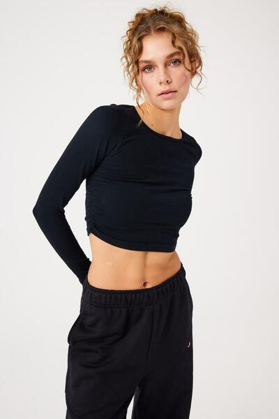 Jerf Μακρυμάνικο μπλουζάκι με κορδόνι - Μαύρο