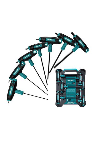 Choice 7PC with Storage Box Libraton 7pcs T Handle Allen Wrench Set, T-Handle Hex Key Set Two-End and Chamf