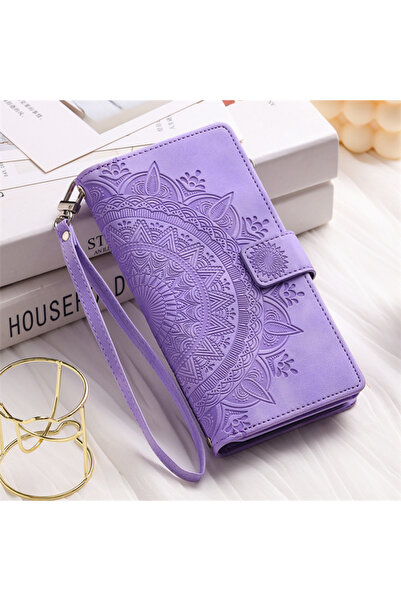 Choice حافظة وحزام لهاتف ريدمي نوت 13 برو 5G باللون الأرجواني مع نقش بارز، حا...