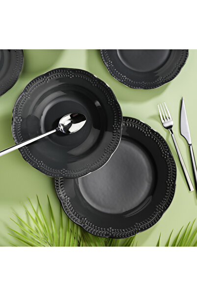 Aryıldız Büşra Antrasit 24 Parça 6 Kişilik Yemek Takımı Platin File