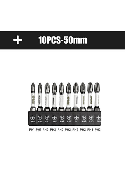 Choice 10 قطع PH1-PH3 50 مم 10 قطع 50/100 مم مجموعة رؤوس مفكات سداسية الرأس و...