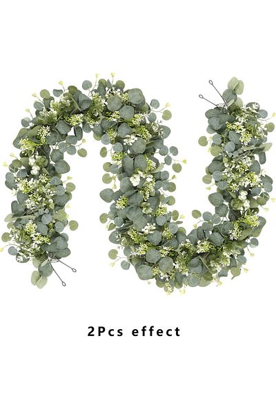 Choice Green 1pc 5.9FT Artificial Eucalyptus Vine Fake Rose Flowers Gypsophila Garland For Wedding Home Par
