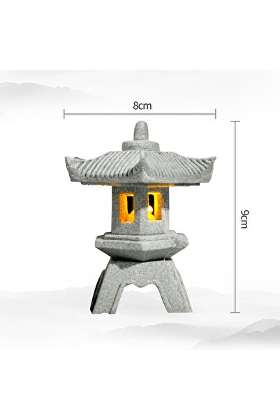 Choice مصباح سداسي كبير على شكل فانوس صغير على شكل معبد، تمثال حديقة، منظر طبيعي صغير، حوض سمك، حديقة زين، حوض أسماك