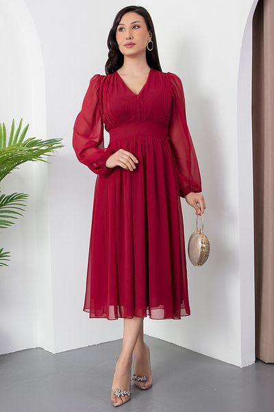 PULLIMM Rochie din șifon cu cravată la spate DKS1227
