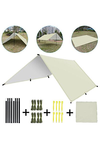 Choice 3*5 متر قماش مشمع للتخييم بيج مقاوم للماء ومحمول ومتعدد الوظائف للتخيي...