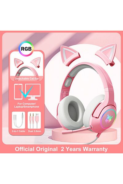 Choice Pink Onikuma K9 Wired Headphones With Rgb Light Flexible Hd Mic 3.5mm Gaming Headset Computer Earpho