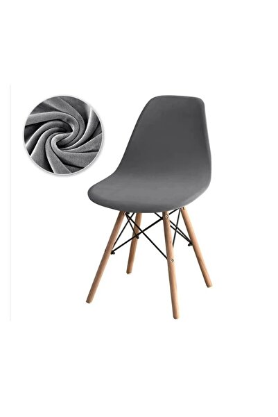 Choice dark grey-1pcs Velvet Shell Chair Cover Solid Color Stretch Armless Ch...