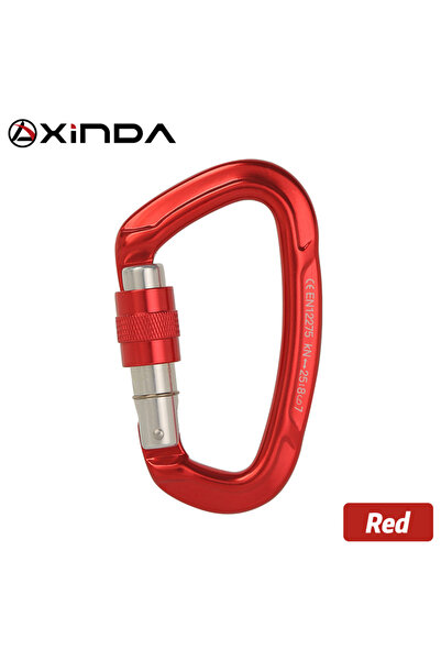 Choice مشبك أمان أحمر اللون لتسلق الصخور بقفل على شكل حرف D بقوة 25 كيلو نيوت...