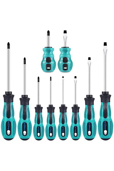 Choice 10pcs Repair Tool Set-Magnetic Precision Screwdriver Kit with Phillips and Flat Head, Non-Slip Handl