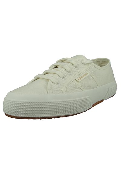 Superga Damen Low Sneaker Organic Canvas Natural Low Top S2111KW Weiß A02 red beet Textil