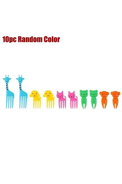 Choice A 10pcs Random Color 40PCS Fruit Fork Cartoon Kids Cake Fruit Toothpick Mini Animal Fork Food Grade