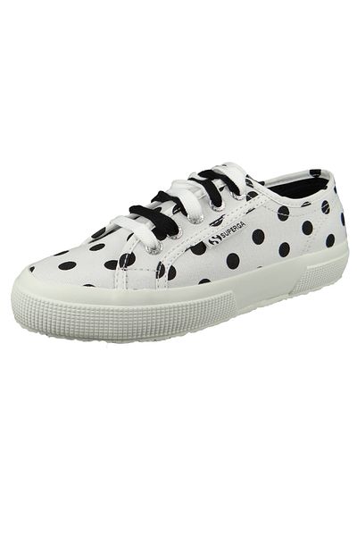 Superga Damen Sneaker COTFANTASYDOTSW S61172W-2750 Weiß A3Y white-black dots Textil