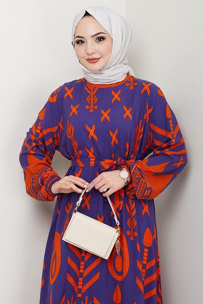 hafsamina ΜΩΒ Καλοκαιρινό φόρεμα βισκόζης με φρέσκο ​​σχέδιο