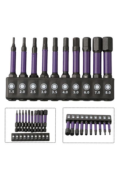 Choice 10Pcs Hex Head Wrench Drill Bit With Screwdrivers Bit Holder Set 1/4" Quick Release Shank Magneti...