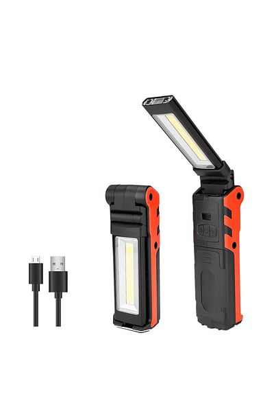 JONCELY Black Red Super Bright Cob Led Working Light Usb Rechargeable Dimmable Flashlight 18650 Battery With