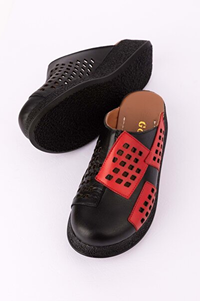 Gondol Hakiki Deri Lazer Kesim Dolgu Taban Günlük Terlik Mlk.3229