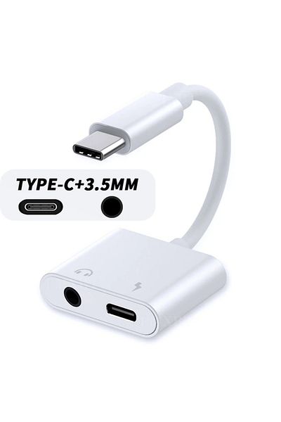 lieve Type C  to 3.5MM 2 IN 1 Splitter AUX Type C to 3.5MM USB C OTG Adapter for iPhone 15 Pro Max Connect