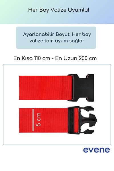 Evene Valiz Kemeri Bavul Kemeri Bavul Kilidi Valiz Kilit Siyah Kırmızı Renk