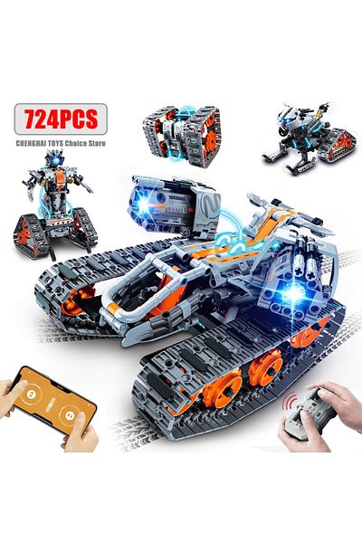 Choice 4-in-1 with lighting 724pcs 4 in 1 City Technical Programming RC Car Robot Building Kit Stem Racing