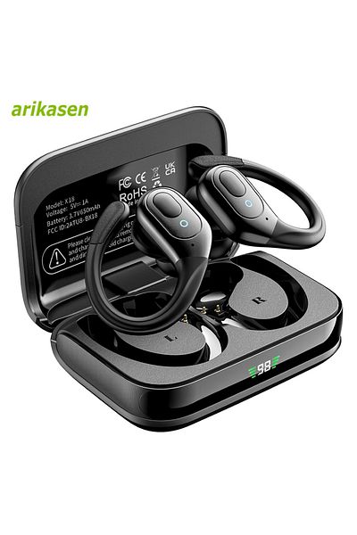 Choice black Bluetooth Headphones Wireless Earbuds 5.3 Sports Earbuds 75H Playtime IPX7 Waterproof LED Powe