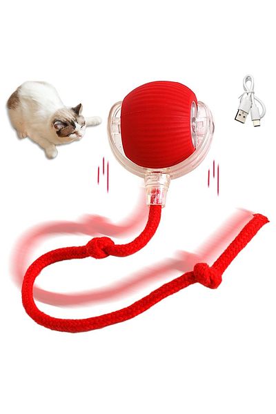 Choice 1PC Red 1/2PCS Interactive Cat Toys Ball Auto Electric Rolling Ball Toys for Cats/Kitty Pets Smart A