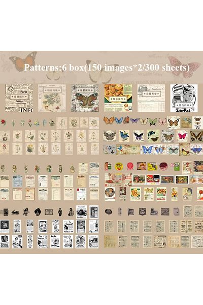 Choice E Jouramm 300pcs/pack Cute Stickers Film Paper Junk Journal Art Collage Diy Photo Album Diy Craft S.