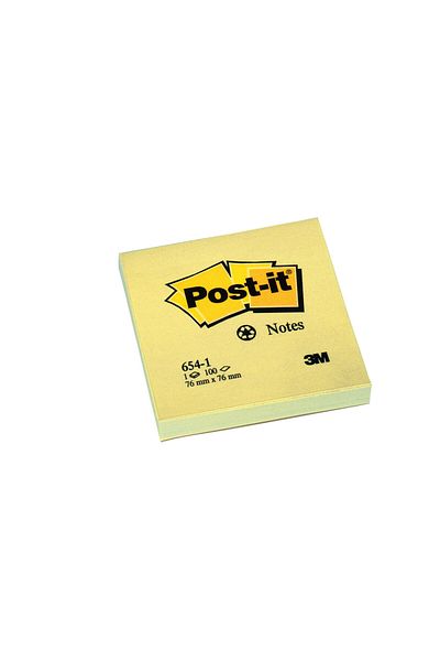 Post-it ® Notes 654-1, Canary Yellow, 3 in x 3 in x (76 mm x 76 mm) , 100
sheets, 100% PEFC