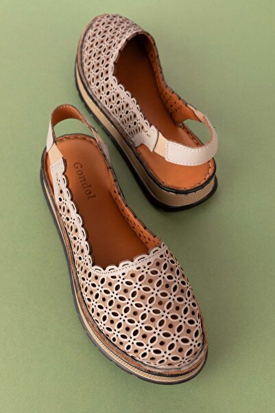 Gondol Genuine Leather Women's Sandals - Front Closed, Comfortable Design byz.535