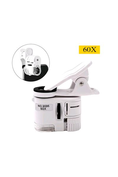 Choice 60X 60X Universal Clip Microscope LED Jewelry Magnifying Glass Focusing Adjusted Pocket Microscope w