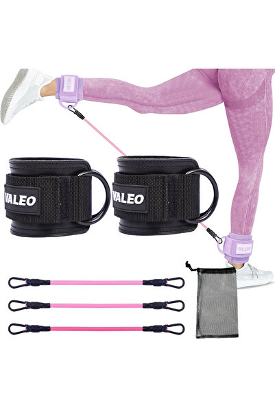 Choice مجموعة 04 أشرطة مقاومة LOOGDEEL باللون الأسود وأشرطة الكاحل ودعم القدم...