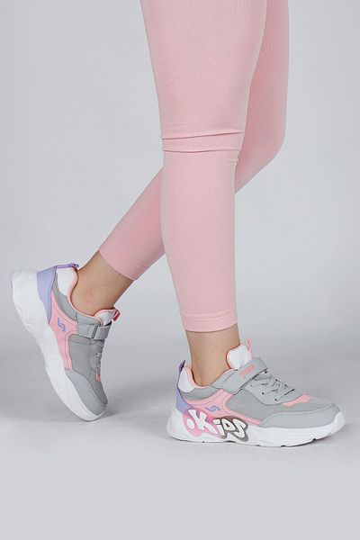 Jump 30013 Light Gray - Pink Girl's Sneaker Casual Sneakers