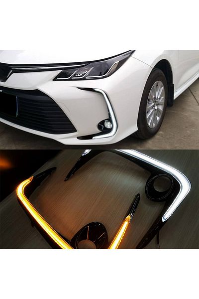 Choice White and Yellow Car LED DRL Daytime Running Light Yellow Turn Signal 12V Fog Lamp Decoration Bumper