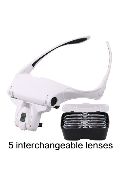 Choice White Magnifying Glasses LED Light Lamp Head Loupe Jeweler Headband Ma...