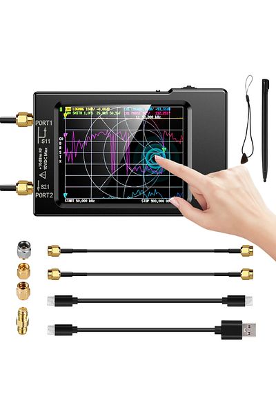 SeeSii black NanoVNA-H Vector Network Antenna Analyzer 10KHz-1.5GHz MF HF VHF UHF W/ Shell SD Card Slot Sup