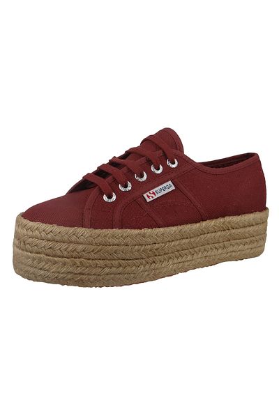 Superga Schuhe Damen Sneaker 2790 COTU Plateau Espadrille Weinrot Oxblood
