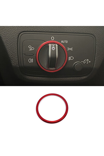 choice2 Red Headlight Adjust Switch Decoration Ring Car Stickers For AUDI 201...