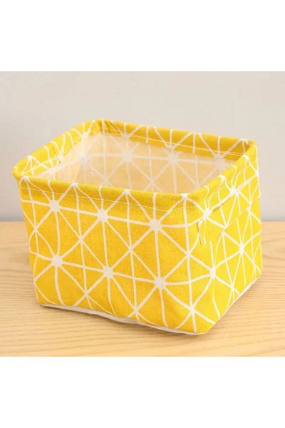 Choice Yellow Arrow 1pc Cotton Linen Fabric Waterproof Desktop Sundries Basket Storage Box Cosmetic Toy Org