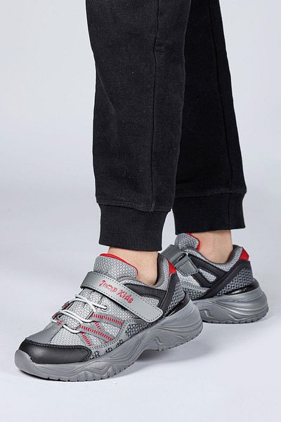 Jump 29187 Pantofi unisex pentru copii, gri cu velcro, pantofi casual