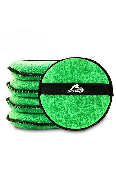 Choice green 5Piece Microfiber Car Wax Applicator Pad Belt Design for Easy Control to Apply Wax and Polish