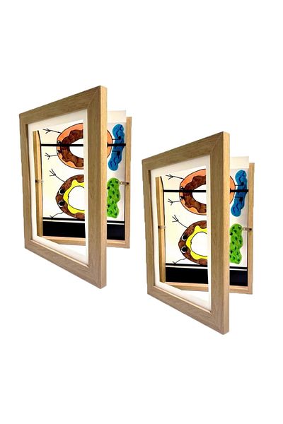 Choice 2pcs Wood 2pcs Children Drawing Frame Magnetic Front Open Wooden KIDS Art Frame Poster Photo Paintin