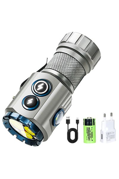 Heinast with EUplug USB Rechargeable RBG LED Flashlight 2000LM Powerful Mini EDC Tactical Lantern Using 1835