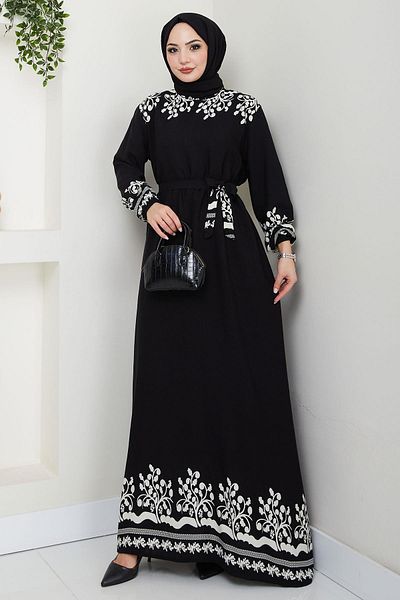 hafsamina Μαύρο φόρεμα Minel Viscose HM2684