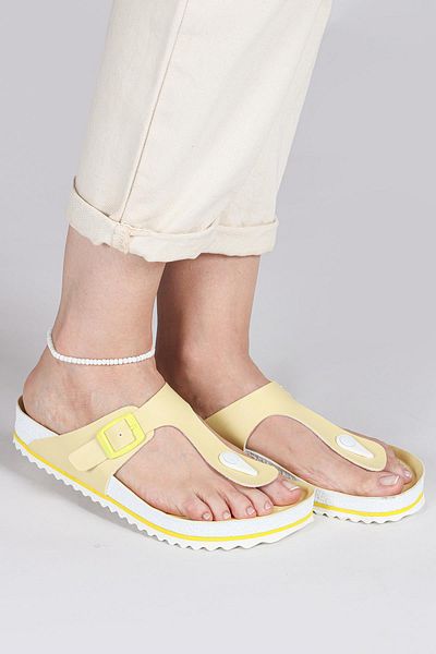 Jump 50004 Single Buckle Yellow Women's Flip Flops