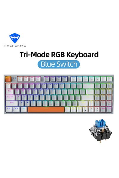 Choice لوحة مفاتيح ميكانيكية لاسلكية Blue Switch Machenike K500w قابلة للتبديل السريع ثلاثية الأوضاع 94 مفتاحًا بإضاءة خلفية RGB للألعاب