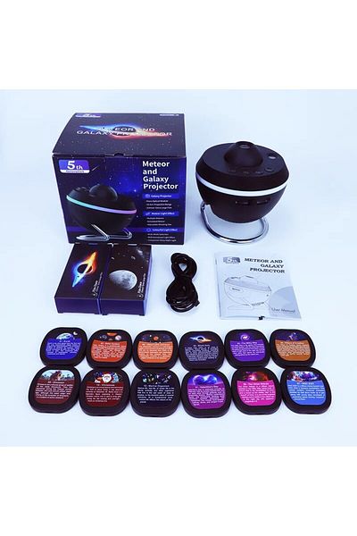 Choice Black 12 In 1 Galaxy Star Projector With Meteor Ultra Clear Night Light Lamp Rotary Space Ball Plane